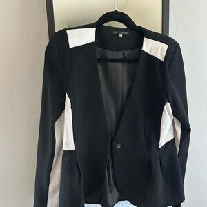 Black and White Blazer with Modern Color-Blocking